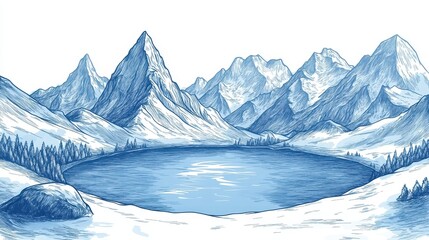 Serene Snowy Peaks Reflected in Tranquil Alpine Lake