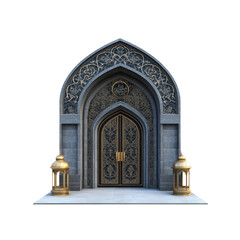 Ornate Islamic Archway Entrance with Golden Lanterns
