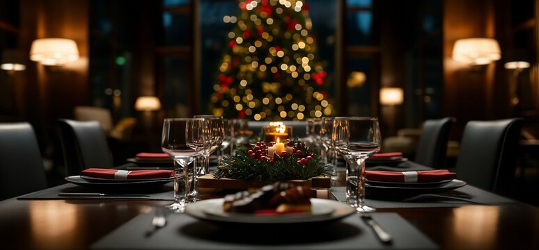 Christmas Eve Dinner Table Setting.