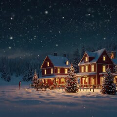 Christmas house in the mountains