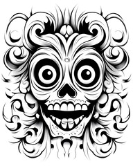 Fototapeta premium A skull with a smile on its face. The skull is smiling and has a very creepy look