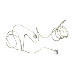 headphones with a tangled wire on wihite background 2