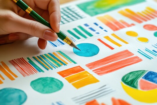 Creative artistic expression studio painting techniques colorful patterns close-up view visual art concepts