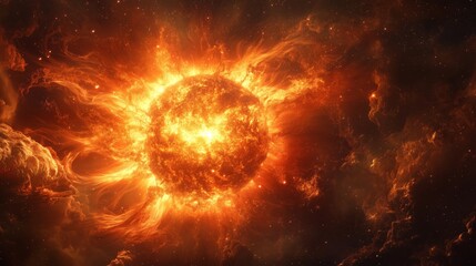 Stunning Solar Phenomenon with Swirling Plasma and Flares - made with Generative AI
