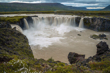 Waterfall Godafoss in Iceland