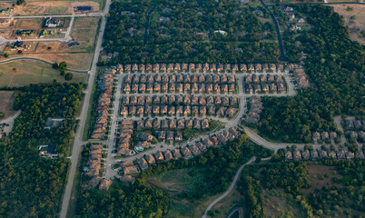 Aerial view of a residential area in the united states
