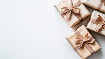 Gift-wrapping celebration home still life minimalist style top view holiday spirit and joy