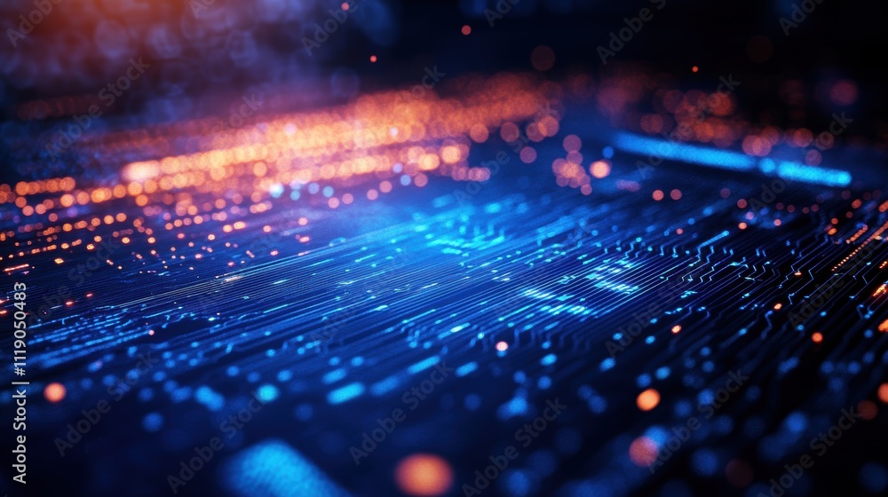Poster digital data processing event technology network abstract visualization night environment close-up v