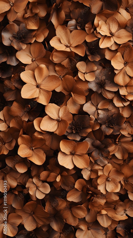 Poster a close-up view of stylized brown flowers creating a textured pattern.