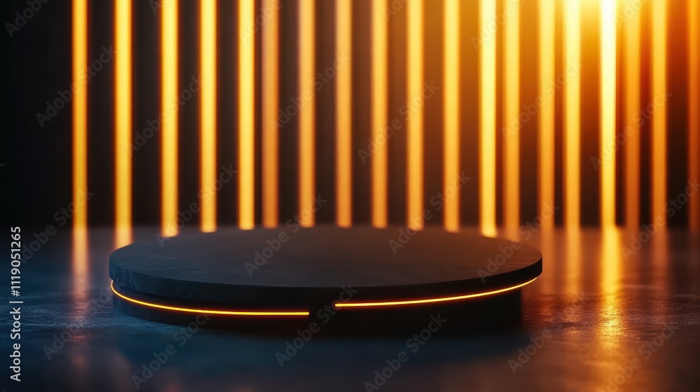 Poster illuminated stage display with led lighting modern studio photography artistic environment dynamic c