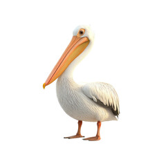 Adorable 3D Render of a White Pelican