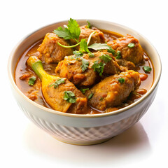 Fototapeta premium A bowl of chicken karahi, a flavorful Pakistani dish with tender chicken