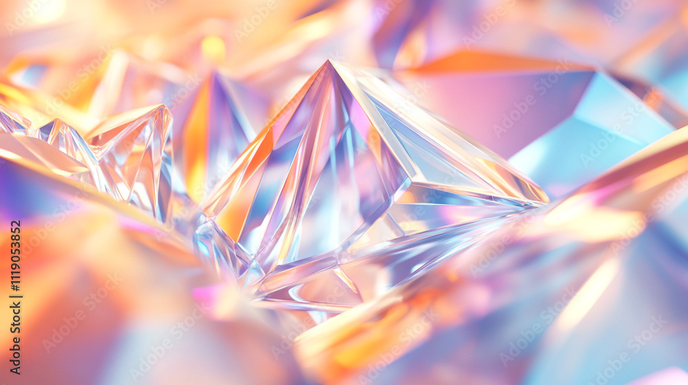 Poster sparkling crystals reflecting light in vibrant colors create a mesmerizing display