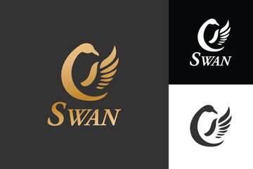 Elegant Swan Logo Design Featuring Wing And Neck