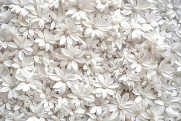 A dense arrangement of white flowers creating a soft, serene aesthetic.