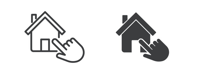 Home choice icon. Line and glyph solid icon. Editable stroke and Perfect pixel isolated on clean transparent background. Vector illustration.