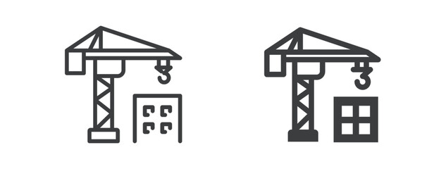 Construction icon. Line and glyph solid icon. Editable stroke and Perfect pixel isolated on clean transparent background. Vector illustration.