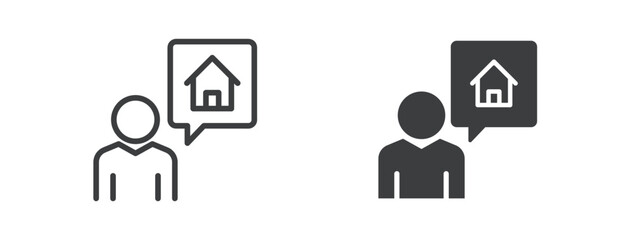 Real estate agent icon. Line and glyph solid icon. Editable stroke and Perfect pixel isolated on clean transparent background. Vector illustration.