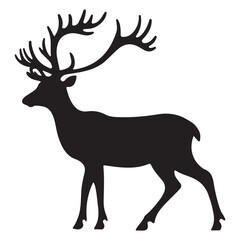 Deer silhouette isolated on white background.Perfect for Nature and Wildlife Designs.