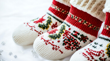 Christmas Stockings: Red and White Knitted Holiday Socks