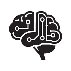 Brain with circuits. circuit board in brain shape.