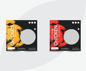 Special chicken social media post design. Restaurant food menu web banner set for online business promotion. fried chicken poster design.