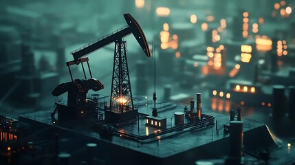Nightfall at the Oil Refinery: An Industrial Metropolis