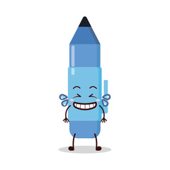 cute pleased expression of blue pen cartoon character