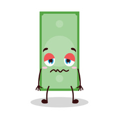 cute grumpy expression of paper money cartoon character