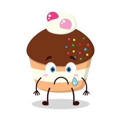 cute nervous expression of muffin cartoon character