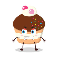 cute angry expression of muffin cartoon character