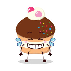 cute pleased expression of muffin cartoon character