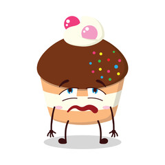 cute bored expression of muffin cartoon character