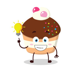 cute creative expression of muffin with shiny lamp cartoon character