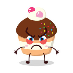 cute provoked expression of muffin cartoon character