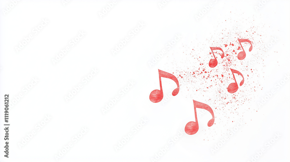 Aufkleber pink music notes scattered: a symphony of pink music notes dances on a white canvas, creating a mini