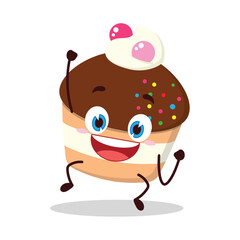 cute hurray victory expression of muffin cartoon character