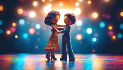 Clay Characters Dancing on the Disco Floor