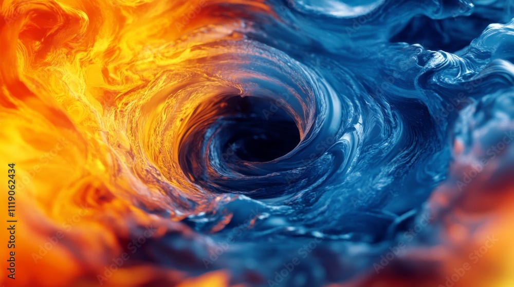 Aufkleber vortex of fire and ice swirling abstract design in dynamic colors