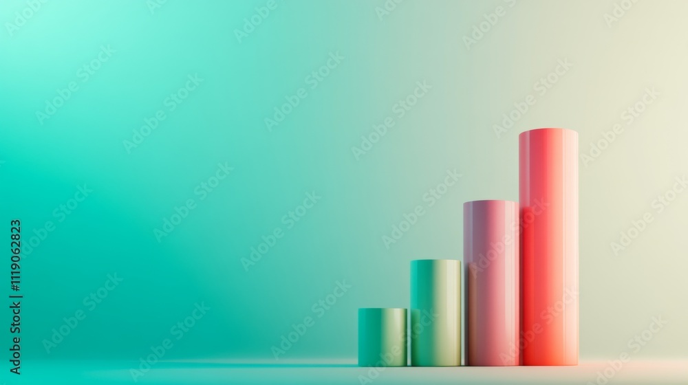 Aufkleber colorful abstract growth bar graph on a soft gradient background