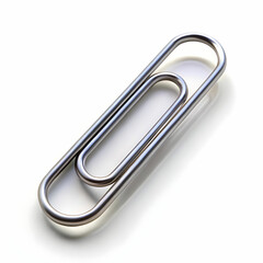 A simple paper clip placed on a white background