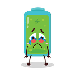 cute cry expression of full battery cartoon character