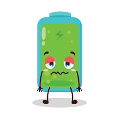 cute nope expression of full battery cartoon character