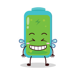 cute pleased expression of full battery cartoon character