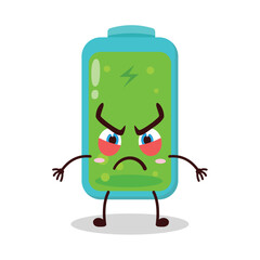 cute provoked expression of full battery cartoon character