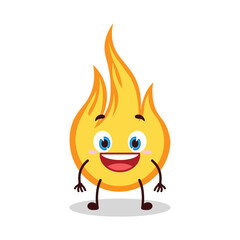 cute happy expression of fire cartoon character