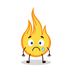 cute nervous expression of fire cartoon character