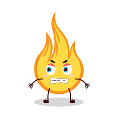 cute angry expression of fire cartoon character
