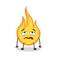 cute bored expression of fire cartoon character