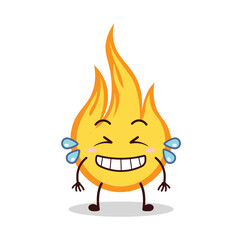 cute pleased expression of fire cartoon character